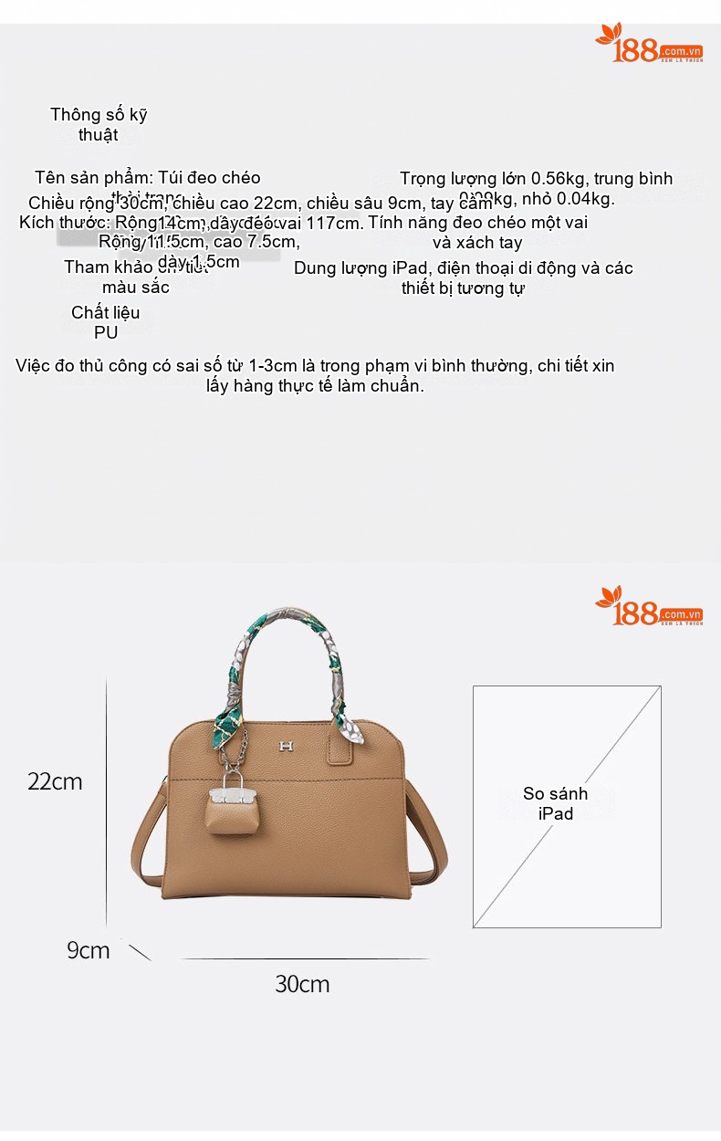 Set Túi Xách Nữ Ba Món Da Mờ Đơn Giản Túi Đeo Vai Túi Tote Màu Đen, Nâu, Đỏ, Xanh Dương... chi tiết 12