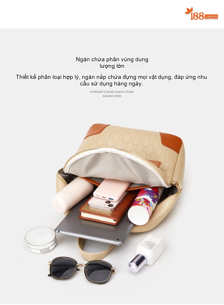 Set Túi Xách Nữ Ba Món In Chữ Dập Nổi Sức Chứa Lớn Thiết Kế Độc Đáo Màu Nâu, Đen, Xanh Navy chi tiết 2