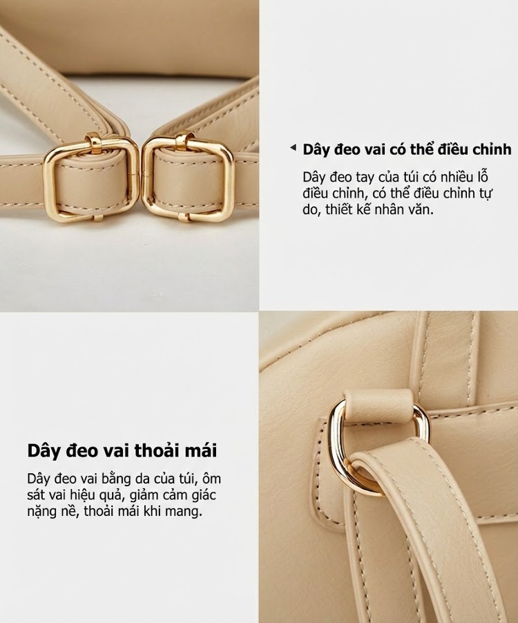 Set Túi Xách Nữ Ba Món In Chữ Dập Nổi Sức Chứa Lớn Thiết Kế Độc Đáo Màu Nâu, Đen, Xanh Navy chi tiết 18