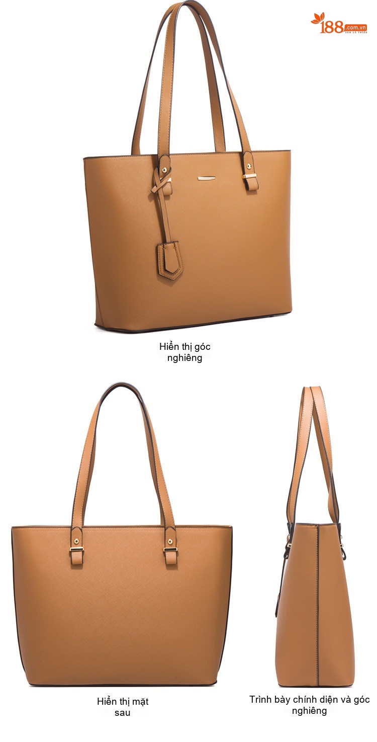 Set Túi Xách Nữ Da Bóng Tote Đeo Vai, Túi Đeo Chéo, Ví Cầm Tay 4 Món Màu Hồng, Trắng, Nâu, Xám... chi tiết 19