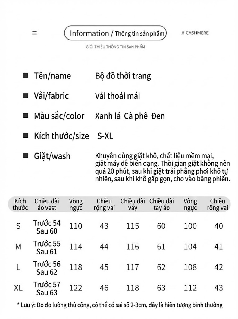 Set Váy Dài Tay Dệt Kim Và Áo Gile Nữ Thu Đông Màu Đen, Xanh Rêu chi tiết 6