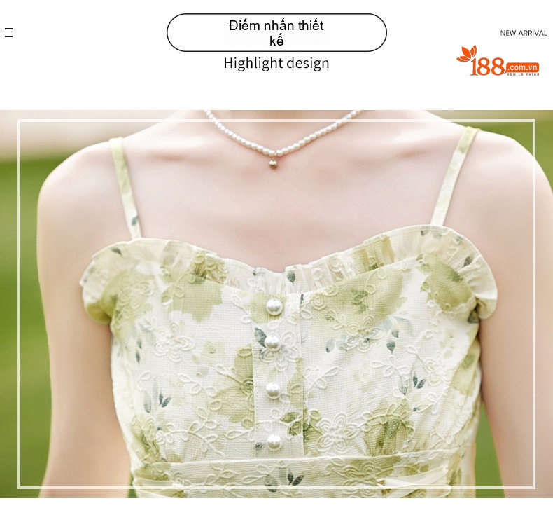 Set Váy Hai Dây Hoa Nhí Dáng Dài Kèm Áo Khoác Cardigan Dệt Kim Màu Vàng Nhạt chi tiết 4