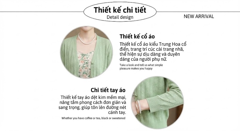 Set Váy Hai Dây Hoa Nhí Dáng Dài Kèm Áo Khoác Cardigan Dệt Kim Màu Vàng Nhạt chi tiết 5