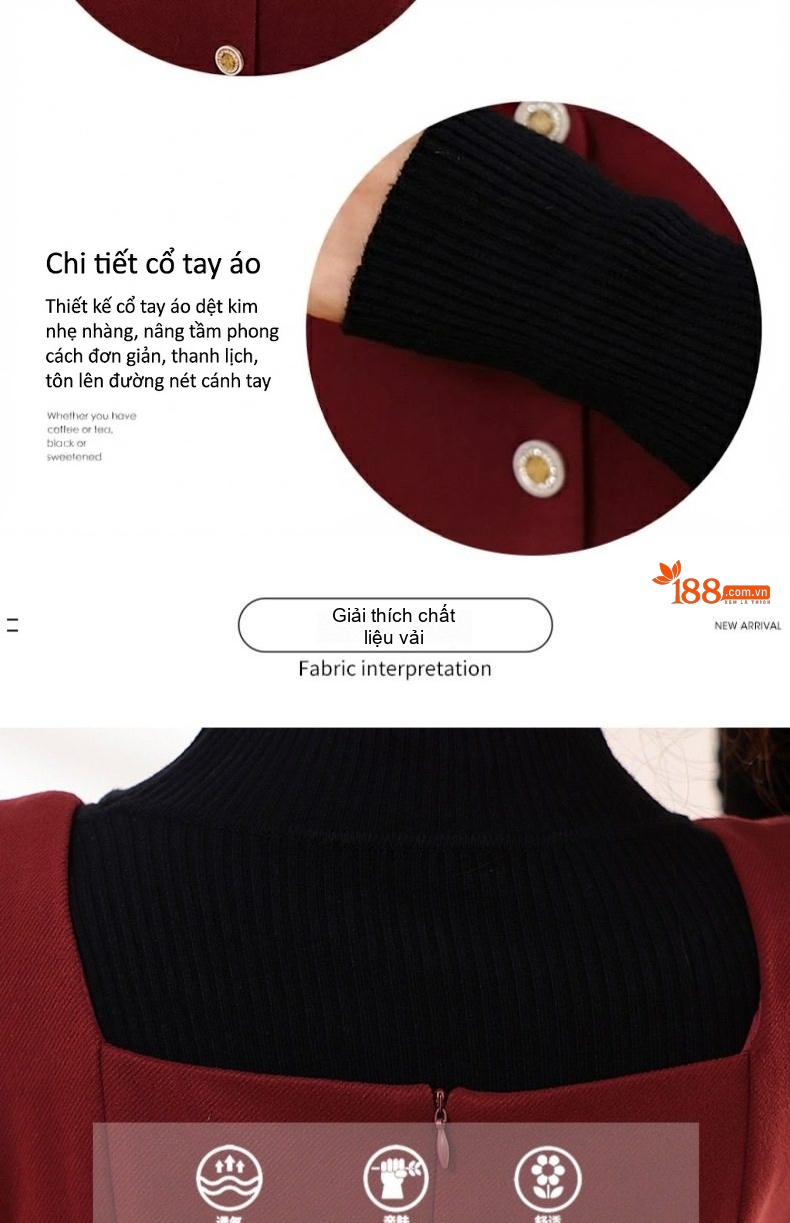 Set Váy Yếm Nữ Dáng Dài Kèm Áo Tay Dài Thiết Kế Cao Cấp Phong Cách Quý Cô Màu Đỏ, Đen chi tiết 5