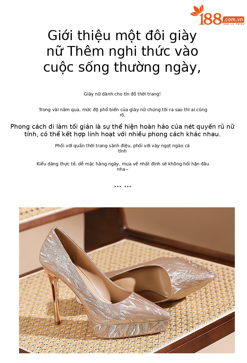 Giày cao gót nữ mũi nhọn kiểu Pháp, gót nhọn, đế xuồng chống thấm nước Gretel, miệng giày nông — Rượu sâm banh chi tiết 2