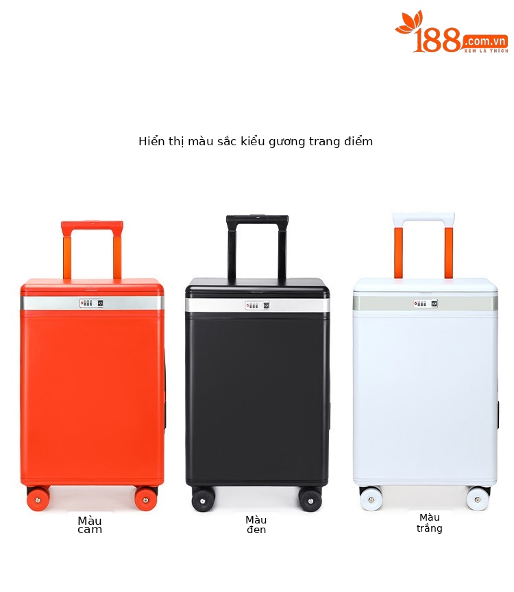 Vali trang điểm thông minh đa năng có gương mỹ phẩm chỉnh sáng, cổng sạc USB, mở bên hông — Đêm cực đen + tay cầm đen + bánh xe đen chi tiết 18