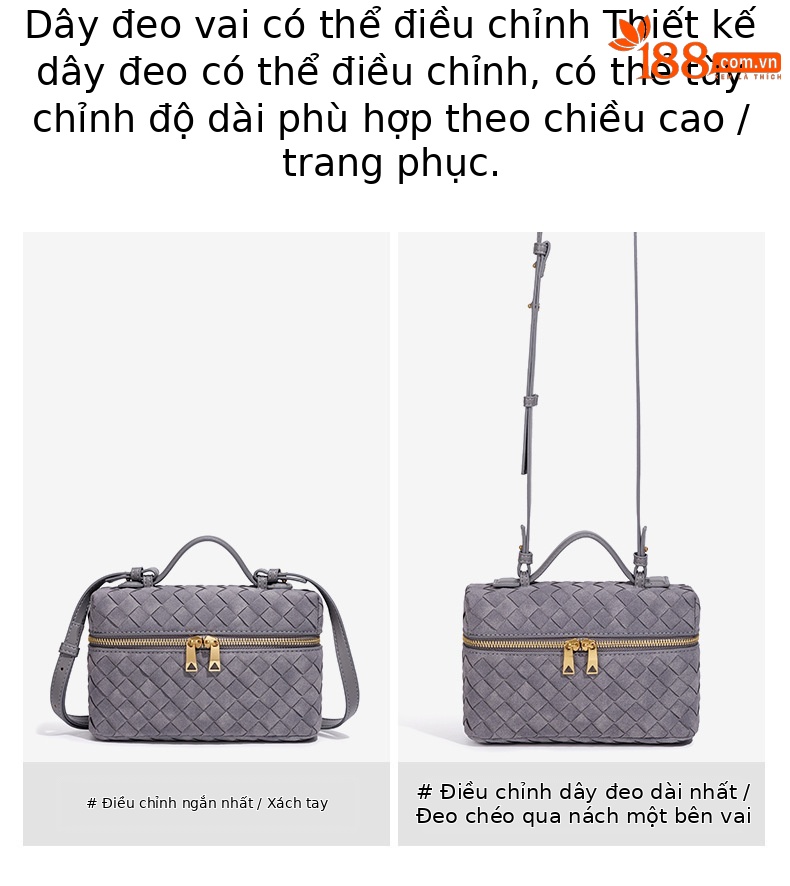 Túi hộp dệt tay da lộn mờ mùa thu đông nữ đi làm đeo chéo vai chi tiết 5