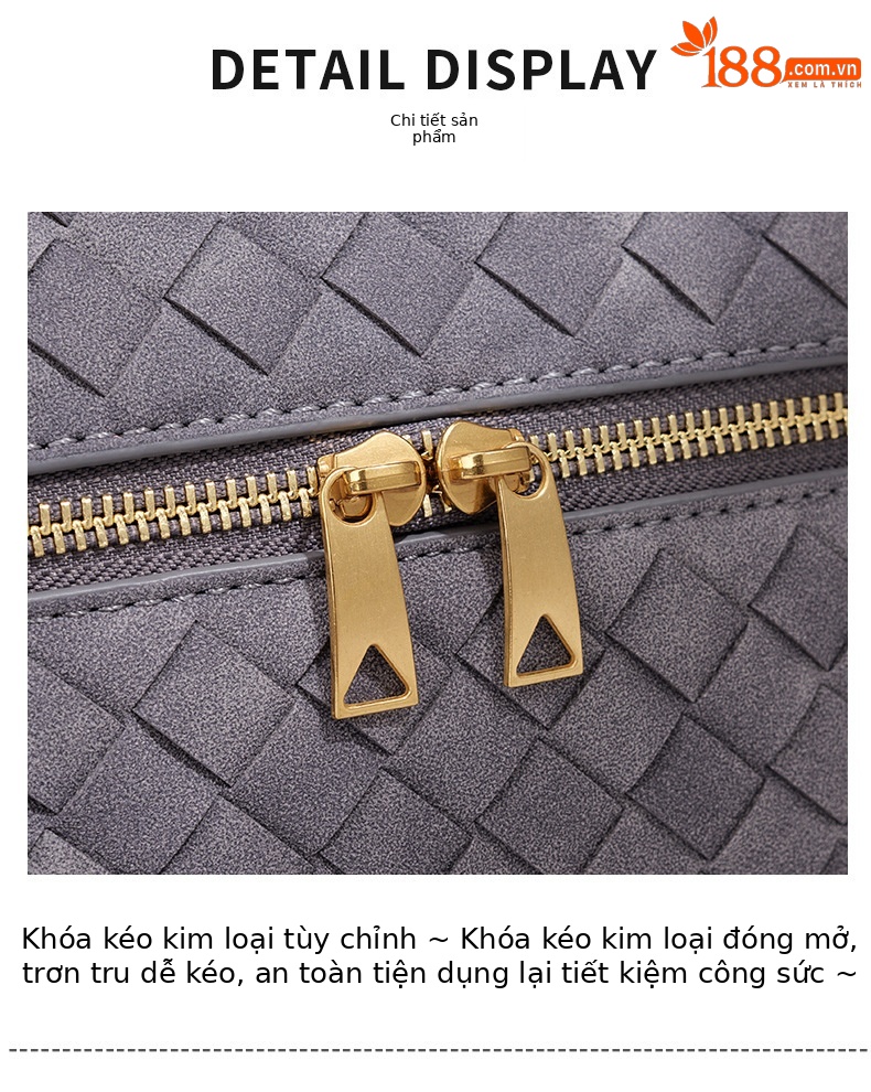Túi hộp dệt tay da lộn mờ mùa thu đông nữ đi làm đeo chéo vai chi tiết 6
