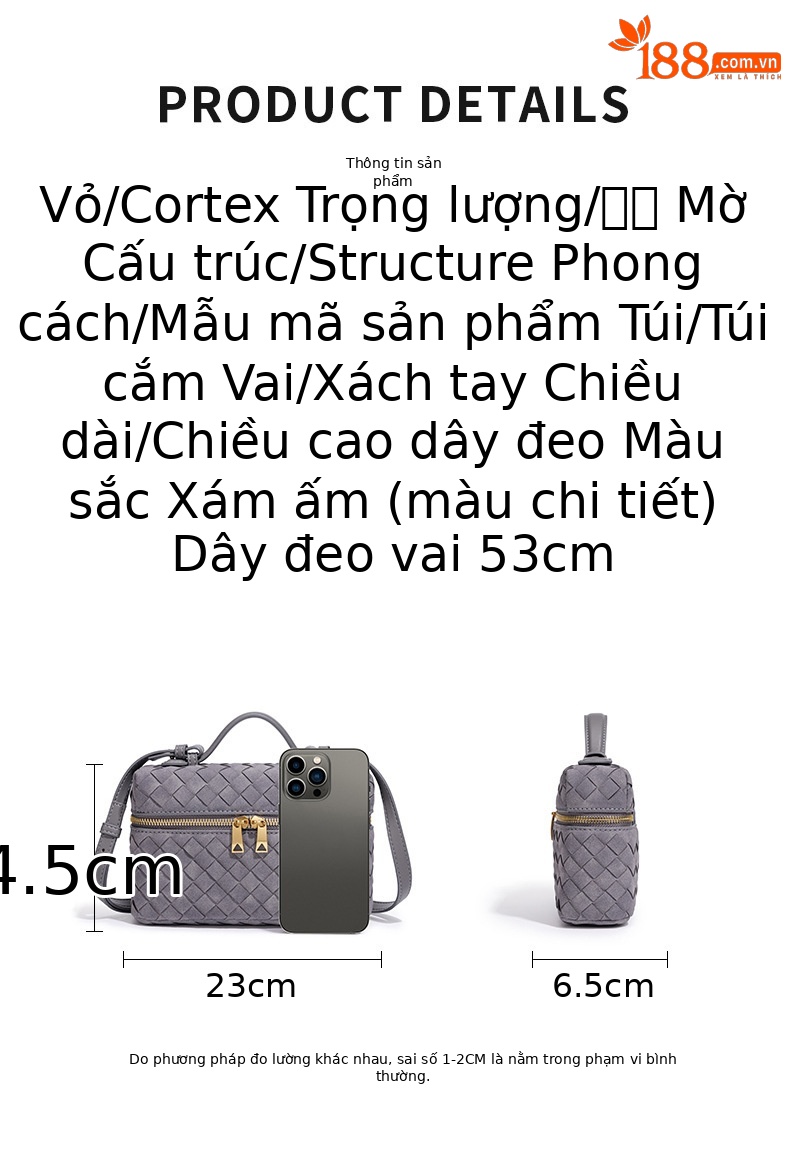 Túi hộp dệt tay da lộn mờ mùa thu đông nữ đi làm đeo chéo vai chi tiết 4