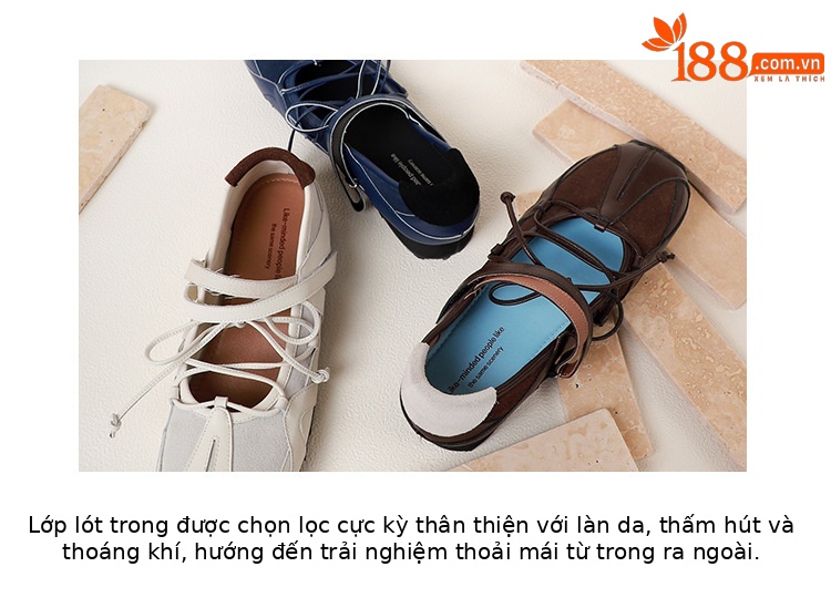 Giày Mary Jane nữ da bò đế bằng phong cách thể thao buộc dây, gót nêm 3 cm — nâu đậm chi tiết 7