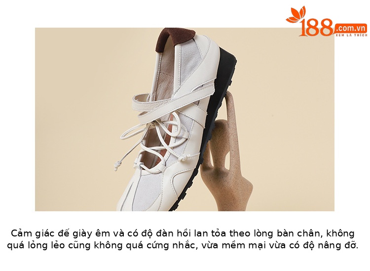 Giày Mary Jane nữ da bò đế bằng phong cách thể thao buộc dây, gót nêm 3 cm — nâu đậm chi tiết 8