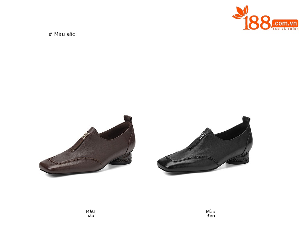 Giày lười nữ mũi vuông da cừu đế thấp dệt sâu miệng — màu nâu chi tiết 4