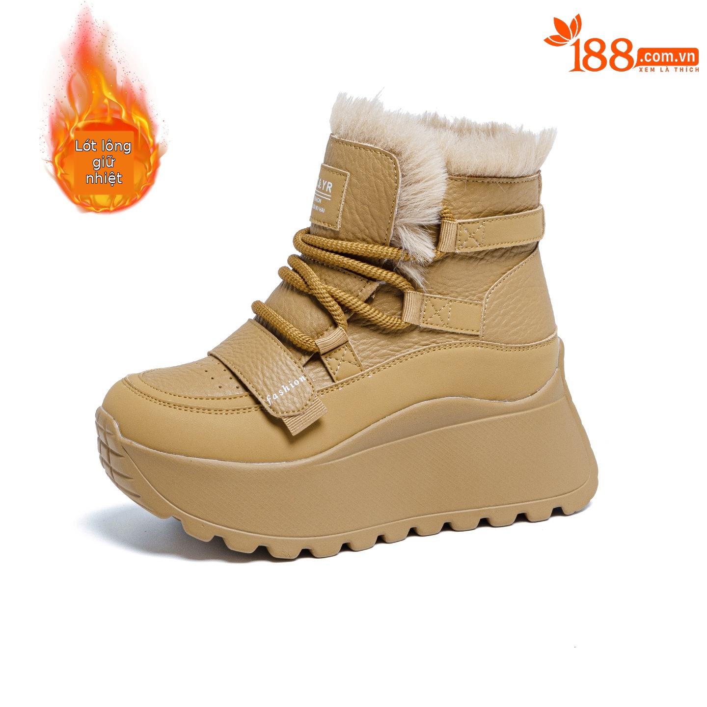 Giày sneaker nữ đế dày tăng chiều cao cổ cao lót lông mùa đông phong cách thể thao đa năng — 5012-1 lông nâu, 5012 lót trắng, 5012-1 lông trắng, 5012 lót nâu
