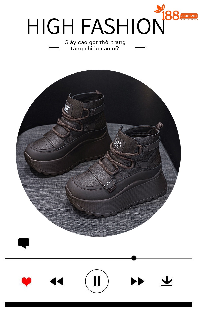 Giày sneaker nữ đế dày tăng chiều cao cổ cao lót lông mùa đông phong cách thể thao đa năng — 5012-1 lông nâu, 5012 lót trắng, 5012-1 lông trắng, 5012 lót nâu chi tiết 5