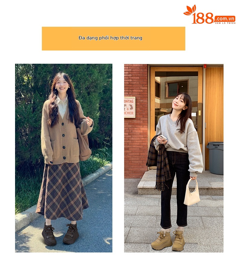 Giày sneaker nữ đế dày tăng chiều cao cổ cao lót lông mùa đông phong cách thể thao đa năng — 5012-1 lông nâu, 5012 lót trắng, 5012-1 lông trắng, 5012 lót nâu chi tiết 6
