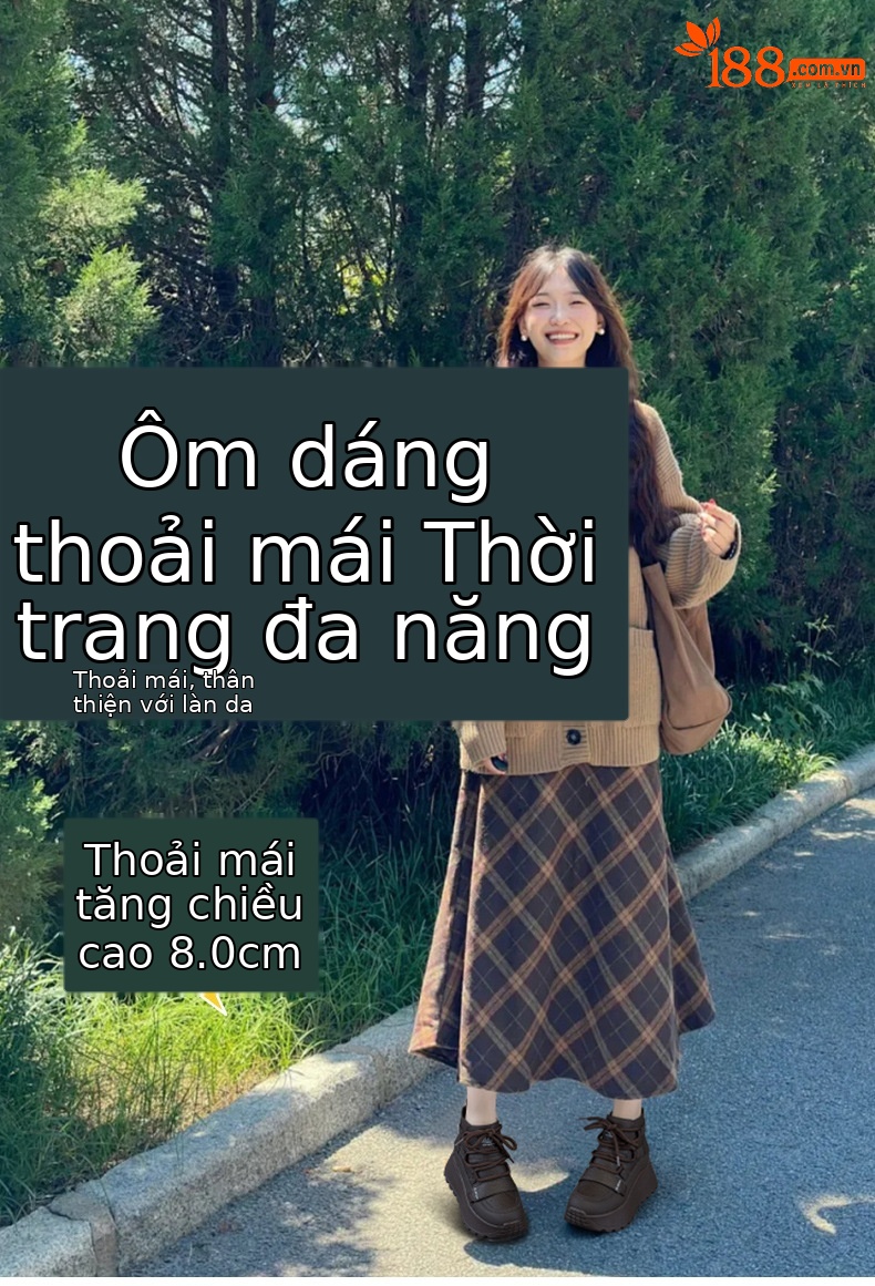 Giày sneaker nữ đế dày tăng chiều cao cổ cao lót lông mùa đông phong cách thể thao đa năng — 5012-1 lông nâu, 5012 lót trắng, 5012-1 lông trắng, 5012 lót nâu chi tiết 1