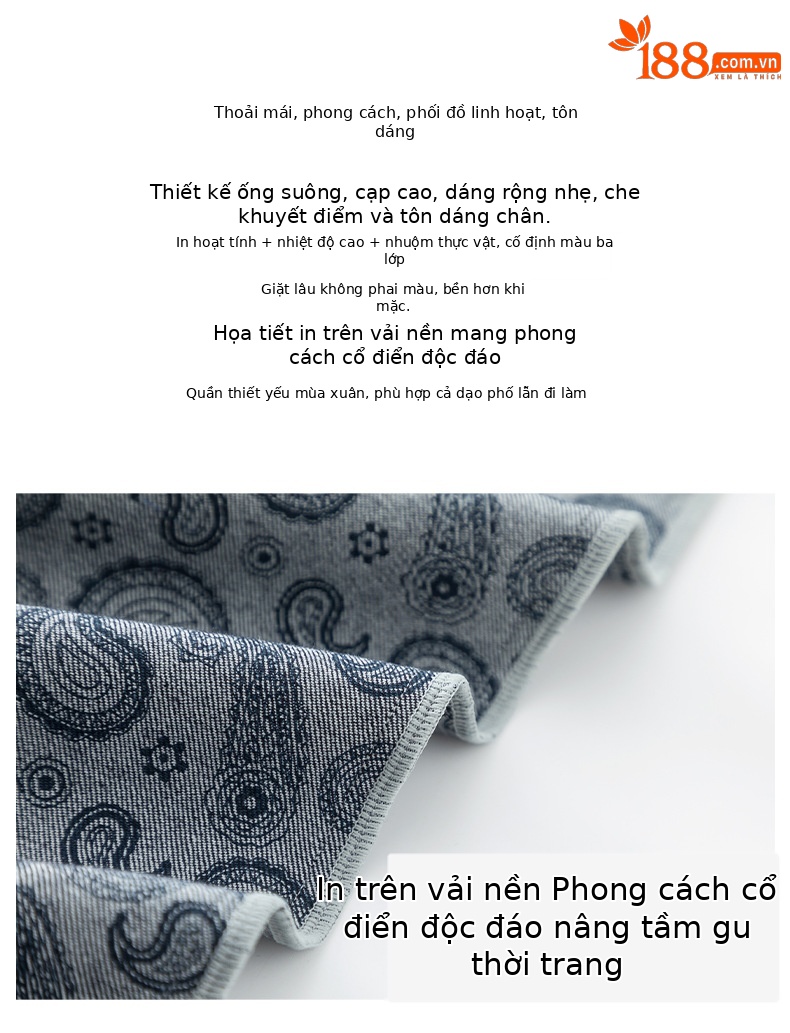 Quần jean nữ ống rộng dáng suông, cạp cao, chất denim chống phai màu, mỏng nhẹ mùa xuân — Xanh da trờicolor chi tiết 2