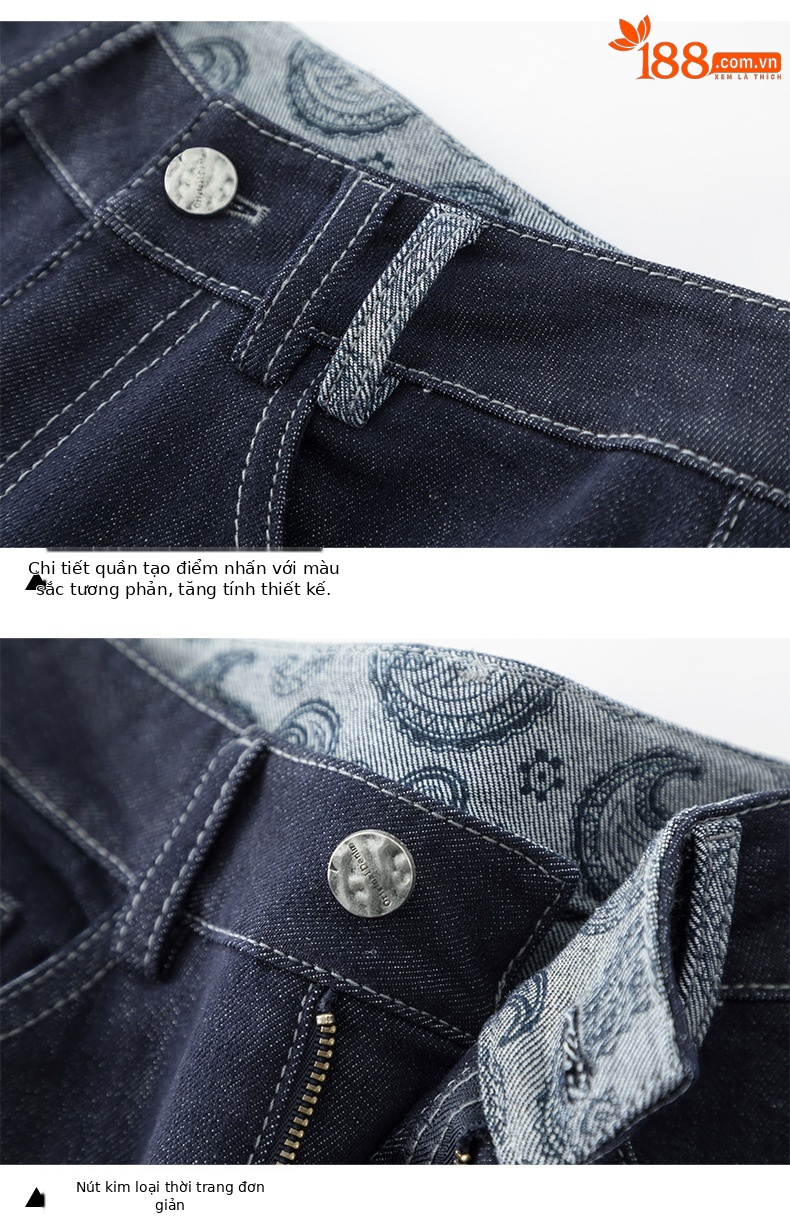 Quần jean nữ ống rộng dáng suông, cạp cao, chất denim chống phai màu, mỏng nhẹ mùa xuân — Xanh da trờicolor chi tiết 12