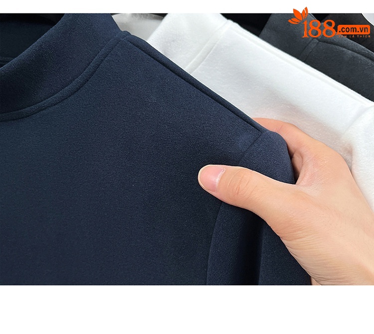 Áo lót nam dài tay giữ nhiệt cổ lửng, chất liệu nhung Đức dày dặn, hai mặt lông mài — đen chi tiết 15