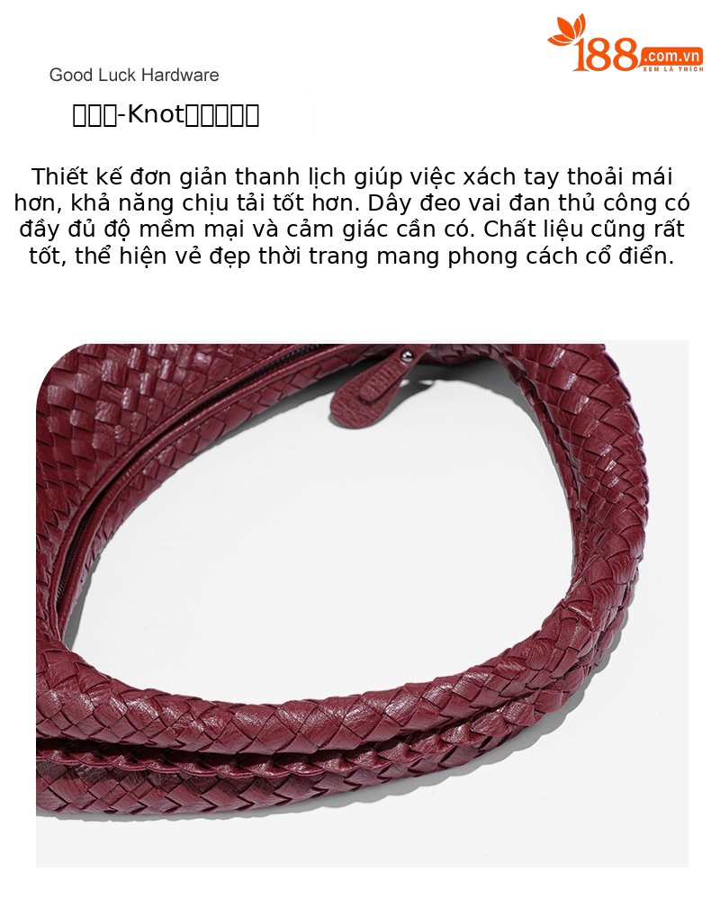 Túi đeo chéo nữ handmade đan dây hình lưỡi liềm, phong cách giải trí, dung tích lớn, đi làm hàng ngày chi tiết 8