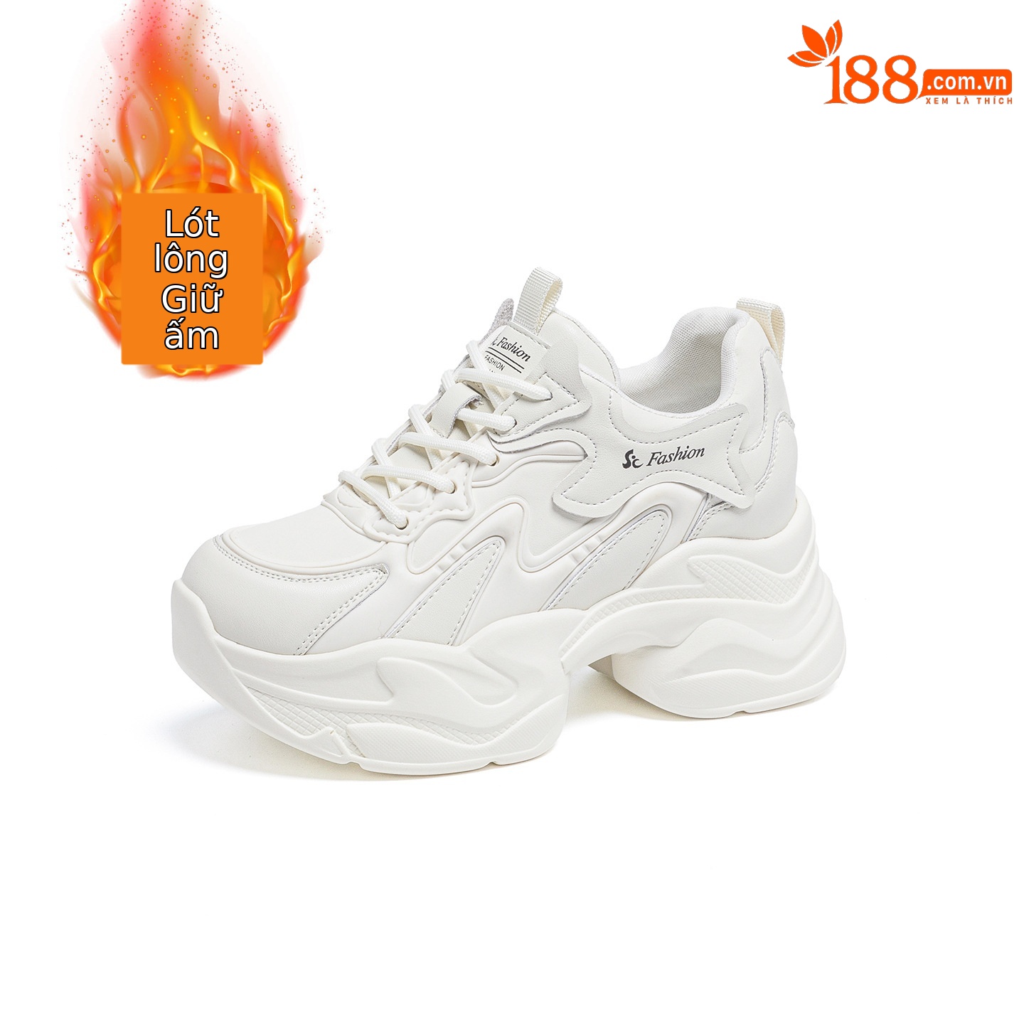 Giày sneaker nữ đế dày tăng chiều cao phong cách thể thao — Đen lót lông 5351-1, Đen lót đơn 5353, Be lót lông 5351-1, Be lót đơn 5351