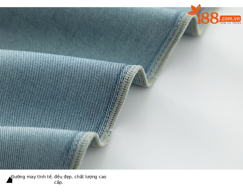 Quần jean nữ ống loe nhẹ cạp cao dáng 9 phân chất liệu Tencel — Cao bồi xanh chi tiết 15