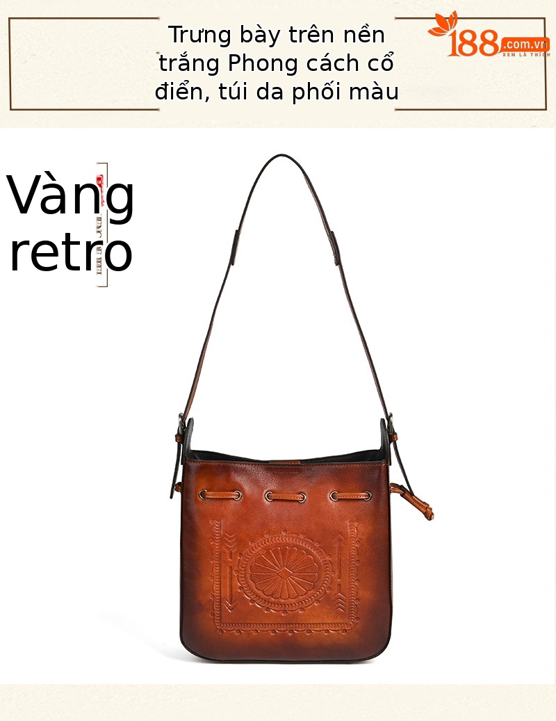 Túi tote da bò cổ điển phong cách vintage, đáy rộng, dung tích lớn, quai đeo vai — Màu xanh lá cây chi tiết 19