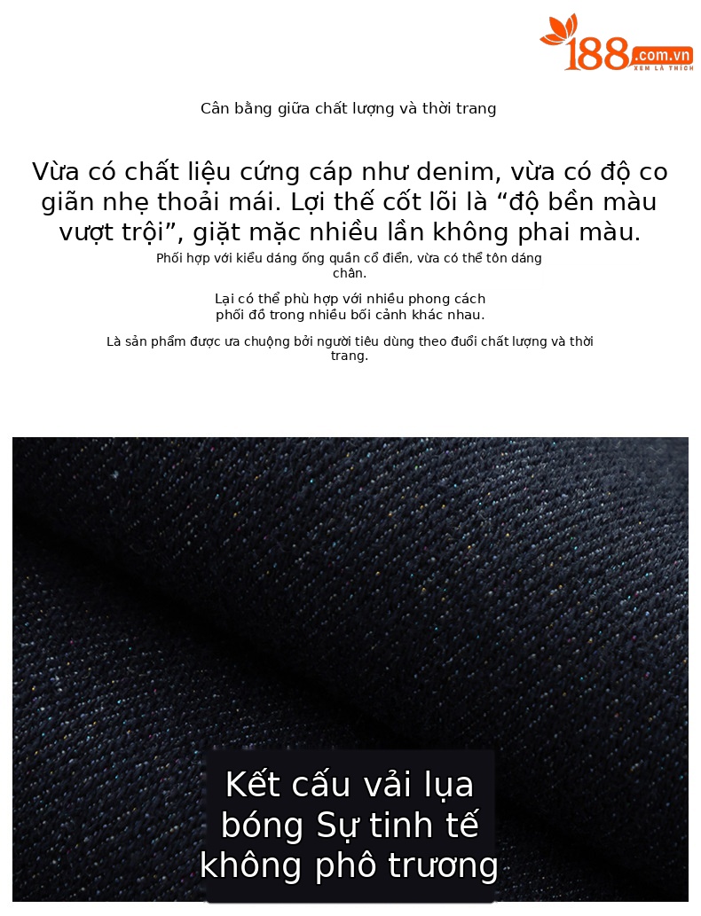 Quần jean nữ ống rộng dáng suông xanh đậm — Xanh da trờicolor chi tiết 2