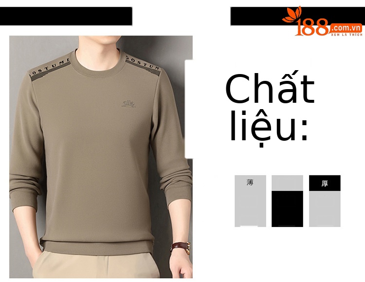 Áo sweatshirt nam cổ tròn dài tay, nỉ lông cừu dày dặn, form rộng thoải mái — Xanh trên chi tiết 1