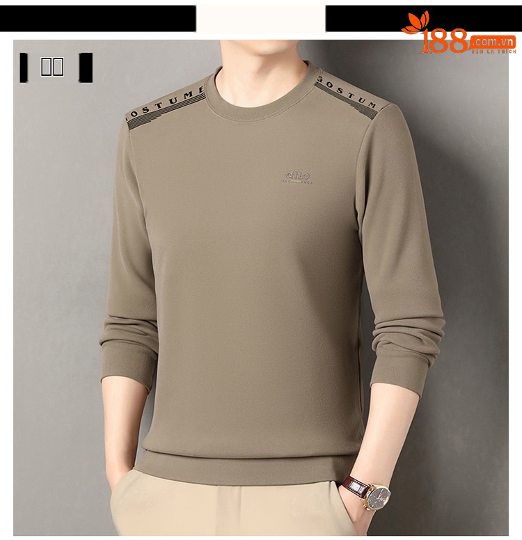 Áo sweatshirt nam cổ tròn dài tay, nỉ lông cừu dày dặn, form rộng thoải mái — Xanh trên chi tiết 4