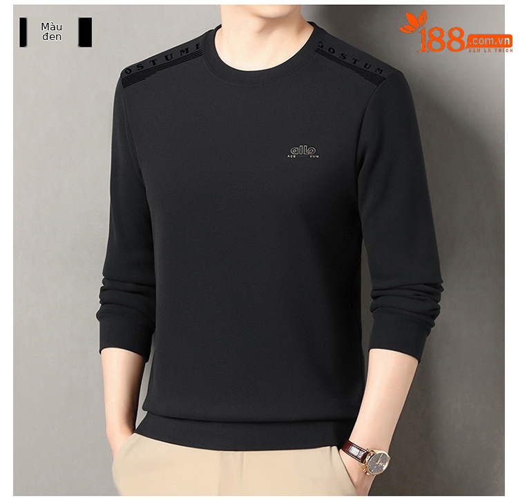 Áo sweatshirt nam cổ tròn dài tay, nỉ lông cừu dày dặn, form rộng thoải mái — Xanh trên chi tiết 8
