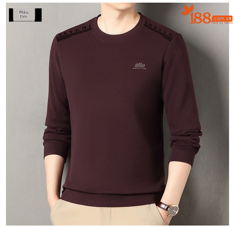 Áo sweatshirt nam cổ tròn dài tay, nỉ lông cừu dày dặn, form rộng thoải mái — Xanh trên chi tiết 16