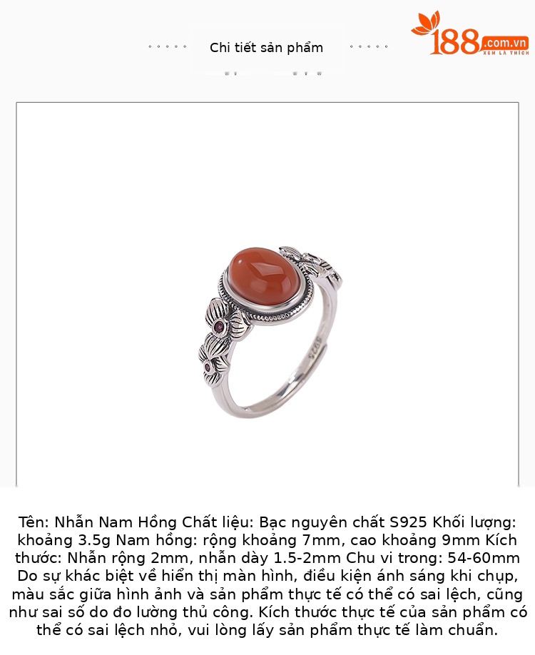 Nhẫn bạc S925 vintage họa tiết hoa cổ điển, có thể điều chỉnh độ mở — Một mảnh chi tiết 2