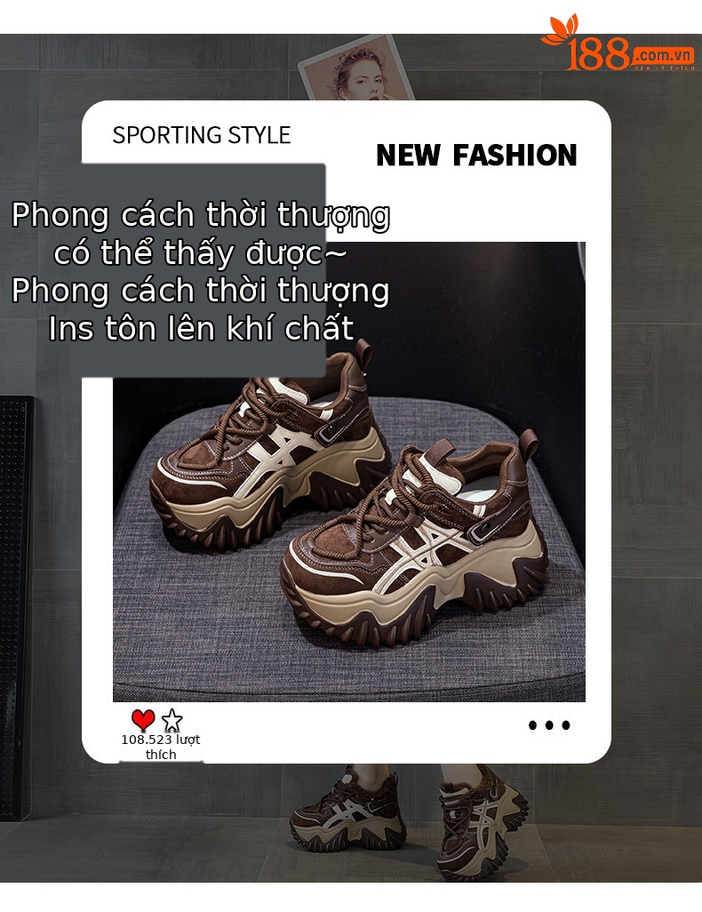 Giày sneaker nữ đế dày tăng chiều cao phong cách Hàn Quốc mùa thu đông 2026 — 5006-1 lót lông nâu, 5006-1 lót lông đen, 5006 một lớp màu kem, 5006 một lớp nâu chi tiết 3
