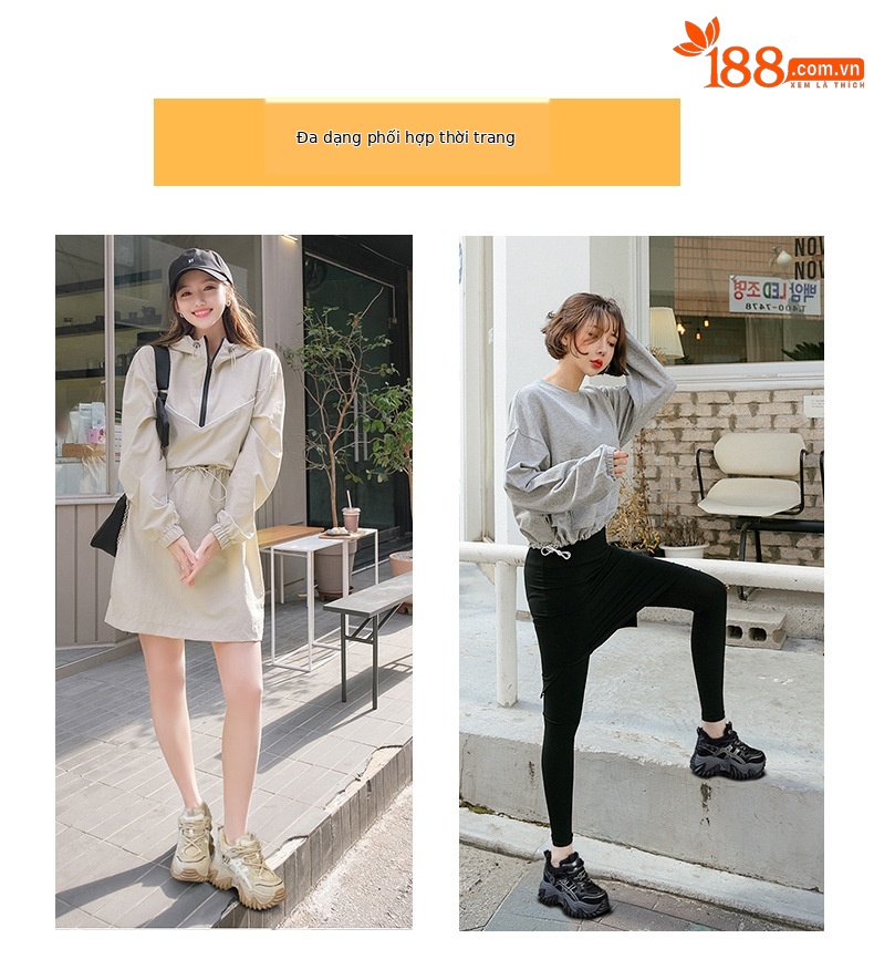 Giày sneaker nữ đế dày tăng chiều cao phong cách Hàn Quốc mùa thu đông 2026 — 5006-1 lót lông nâu, 5006-1 lót lông đen, 5006 một lớp màu kem, 5006 một lớp nâu chi tiết 6