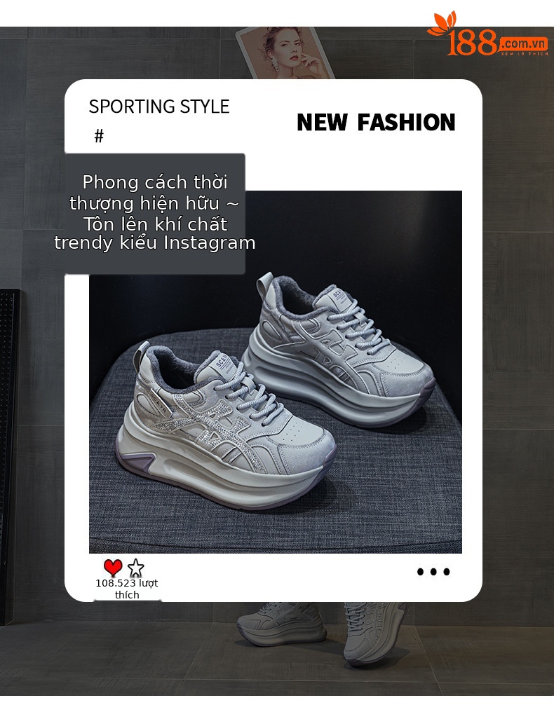 Giày sneaker nữ đế dày phong cách thể thao thời trang — M2997-1 Lông xám, M2997-1 Lông champagne, M2997 Lót đơn champagne, M2997 Lót đơn xám chi tiết 3