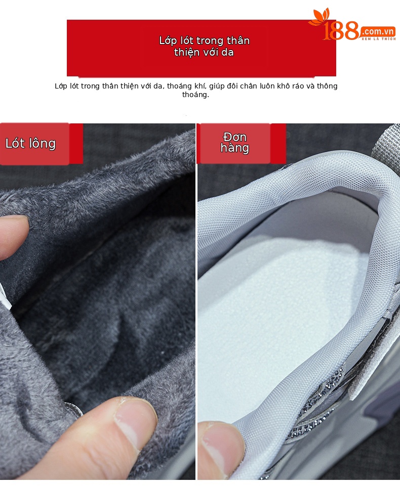 Giày sneaker nữ đế dày phong cách thể thao thời trang — M2997-1 Lông xám, M2997-1 Lông champagne, M2997 Lót đơn champagne, M2997 Lót đơn xám chi tiết 8