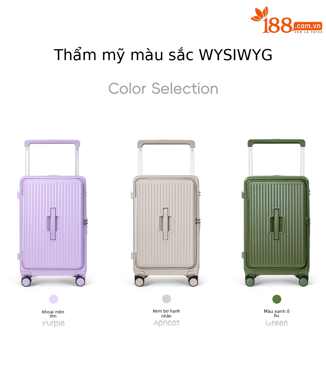 Vali kéo đa năng mở nắp trước và bên, thiết kế rộng, phù hợp mang lên máy bay, nhiều kích cỡ 20/24/28 inch — Hoa oải hương tím, Kem mơ, màu đen, màu ô liu xanh chi tiết 12