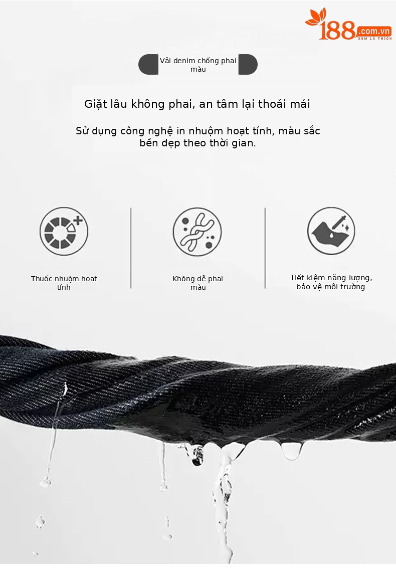 Quần jean ống rộng nữ eo cao dáng suông — Cao bồi xanh chi tiết 3