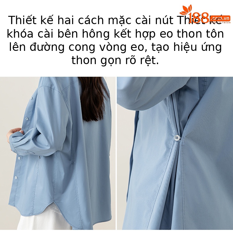 Áo sơ mi nữ dài tay công sở không nhăn, thiết kế thắt eo tôn dáng — màu sắc chi tiết 3