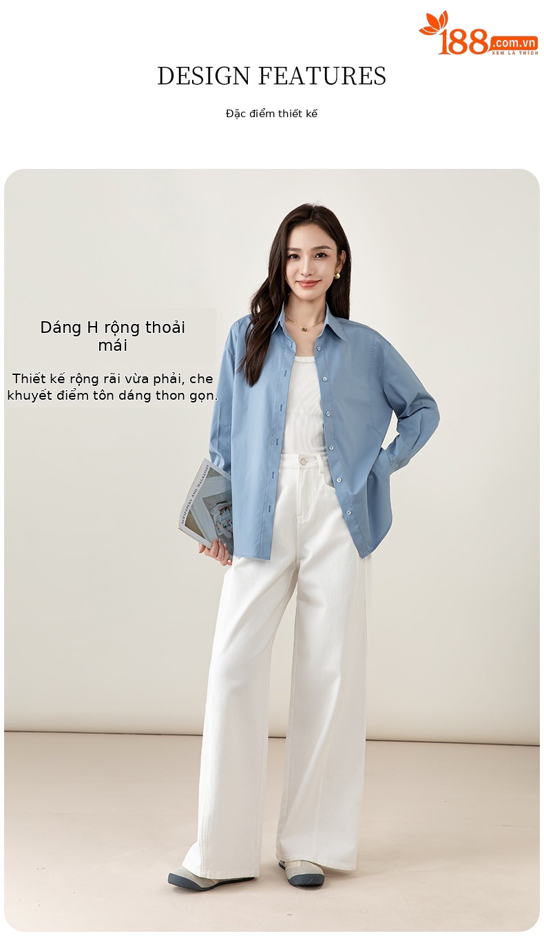 Áo sơ mi nữ dài tay công sở không nhăn, thiết kế thắt eo tôn dáng — màu sắc chi tiết 9