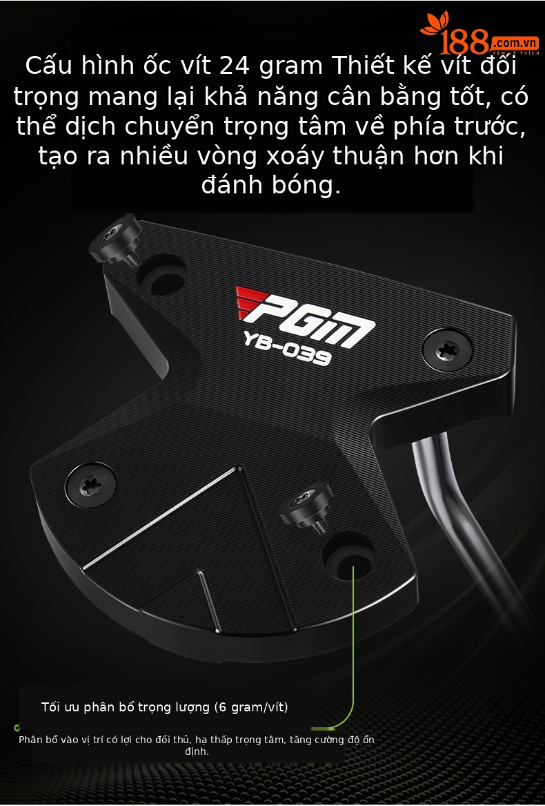 Gậy golf putter PGM đầu to nhôm rèn CNC có thước thủy đo độ dốc — Cần đẩy thước thủy【Nhôm rèn CNC chính xác/Có thể đo độ dốc/Đường ngắm mở rộng】TUG093 chi tiết 3
