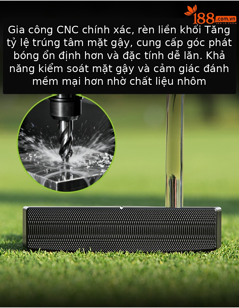 Gậy golf putter PGM đầu to nhôm rèn CNC có thước thủy đo độ dốc — Cần đẩy thước thủy【Nhôm rèn CNC chính xác/Có thể đo độ dốc/Đường ngắm mở rộng】TUG093 chi tiết 4