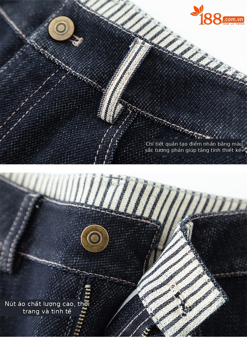 Quần jean nữ ống rộng cạp cao dáng suông vải denim xanh — Xanh da trờicolor chi tiết 11