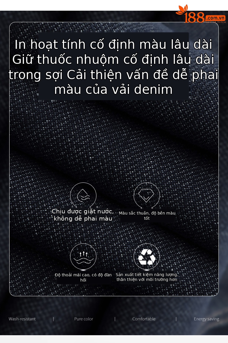Quần jean nữ ống rộng cạp cao dáng suông vải denim xanh — Xanh da trờicolor chi tiết 2