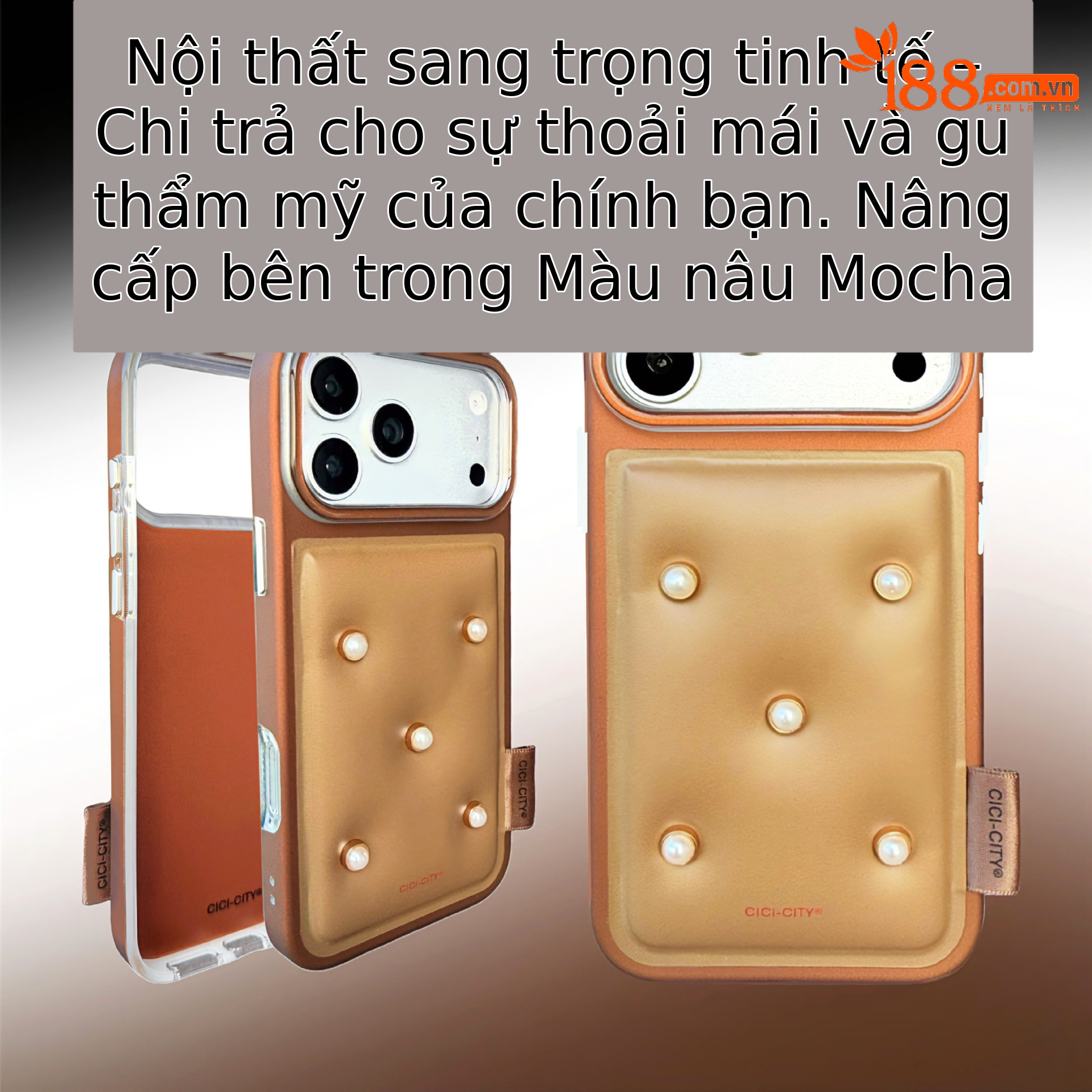 Ốp lưng iPhone da IMD vân kim loại – chống sốc, chống trầy, full viền dày — Hồng đào yêu, Cam tinh vũ, Nâu mocha, Xanh lam thiên tĩnh chi tiết 9