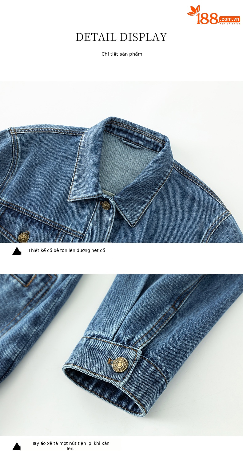 Áo khoác denim dáng dài phong cách workwear Mỹ cổ điển, form rộng thoải mái — xanh lam chi tiết 11