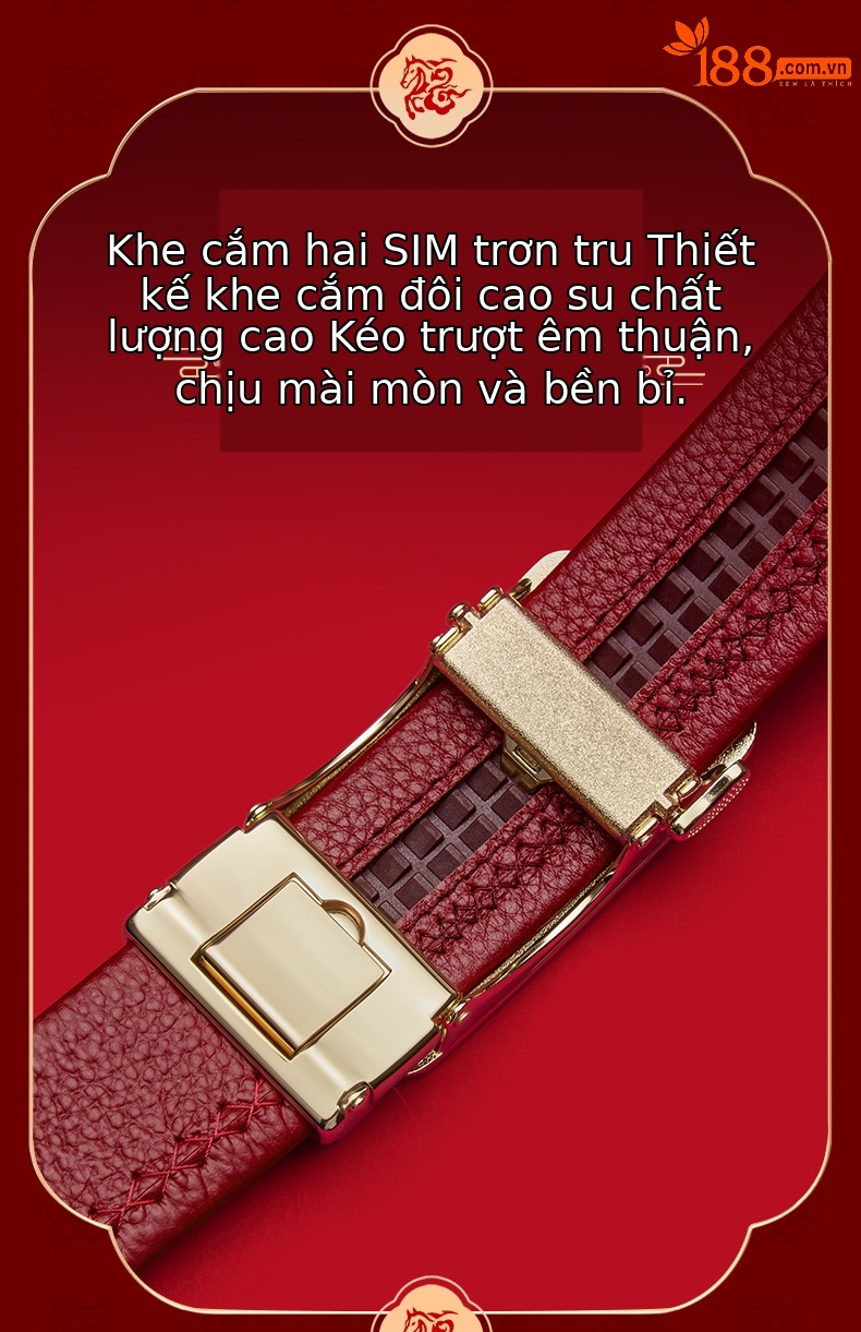 Thắt lưng da nam khóa tự động Hoàng đế Paul mẫu mới 2026 da ngựa cao cấp tặng quà cưới màu đỏ — 120cm, 130cm, 110cm, 125cm chi tiết 12