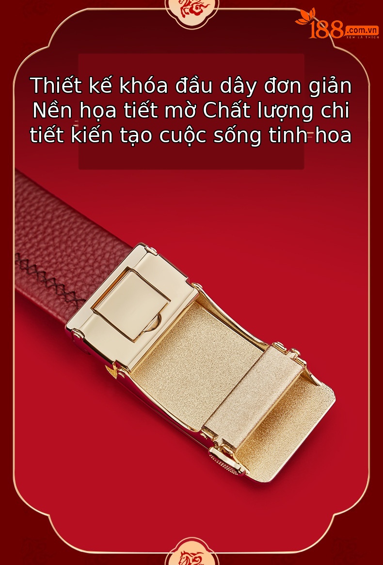 Thắt lưng da nam khóa tự động Hoàng đế Paul mẫu mới 2026 da ngựa cao cấp tặng quà cưới màu đỏ — 120cm, 130cm, 110cm, 125cm chi tiết 13