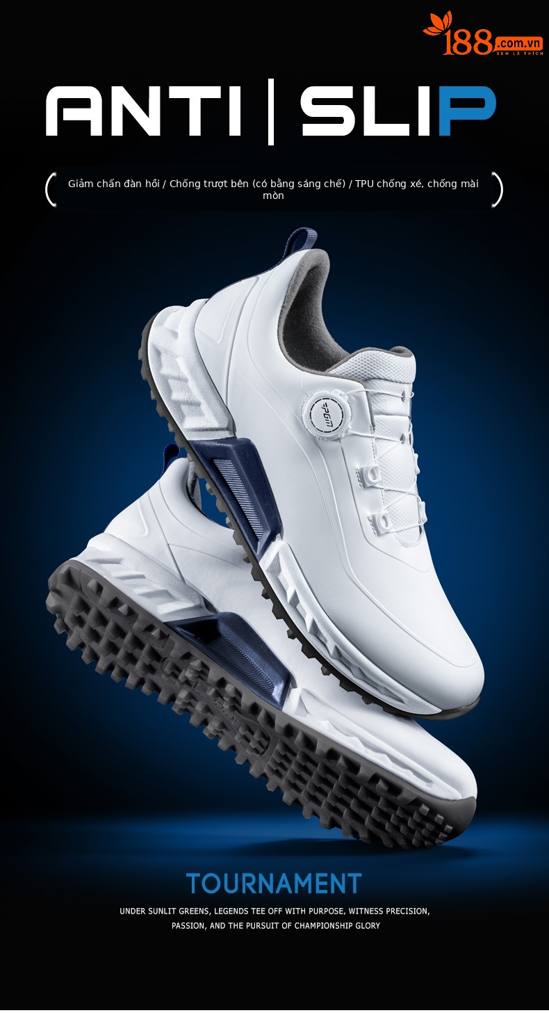 Giày golf nam PGM đế TPU chống nước, đệm êm, xoay núm chỉnh dây — XZ451-Xanh trắng, XZ451-Trắng bóng cánh hạc chi tiết 5